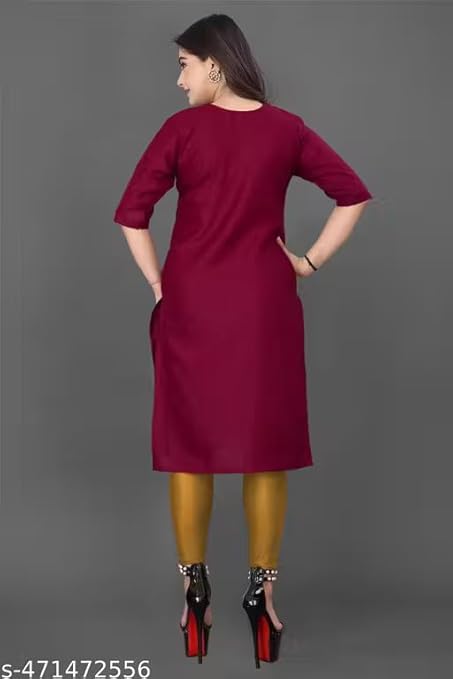 Women’s & Girls’ Embroidered Cotton Straight A‑Line Kurti_Kasaska_Parent_57