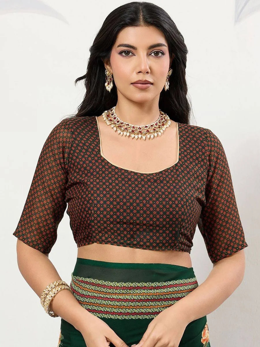 HERE&NOW Floral Embroidered Pure Georgette Saree